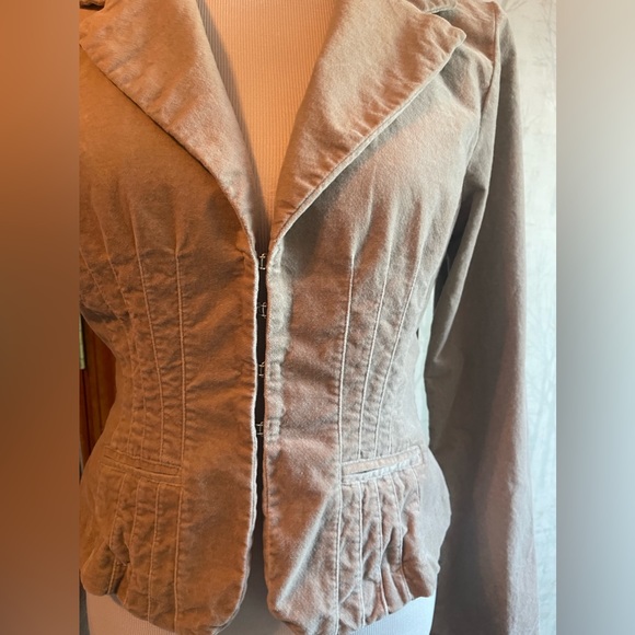 Vintage Y2K Cotton Velvet Fitted F.A.N.G Blazer Jacket Sz XL Lined Satin - Picture 4 of 16